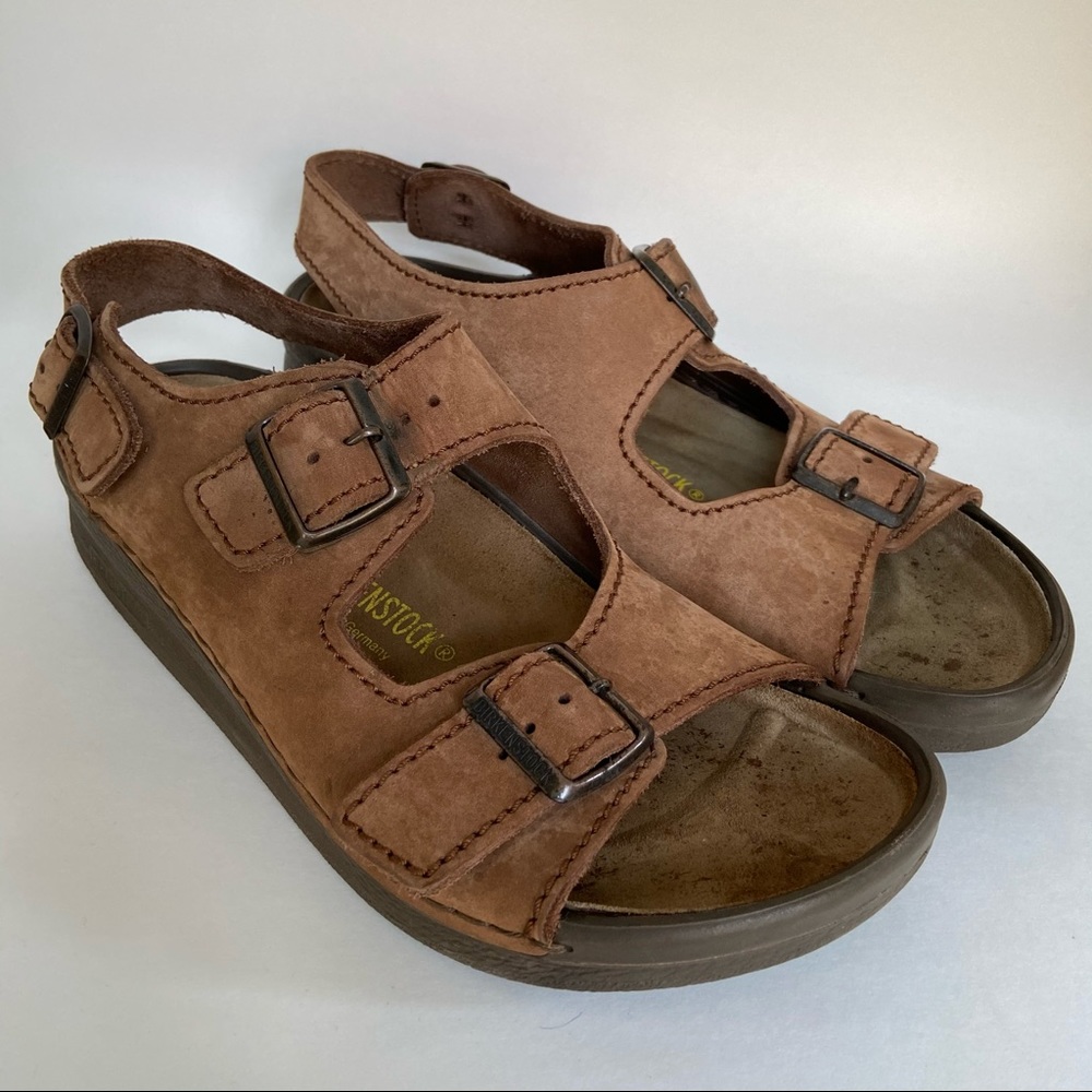 Birkenstock 43 Mens 10 Brown Leather Back Strap